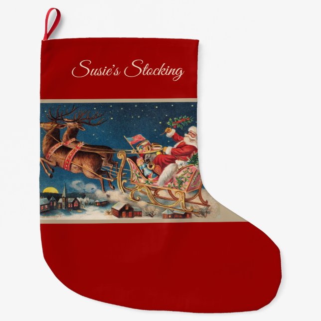Grande Chaussette De Noël Père Noël patriote (Devant)