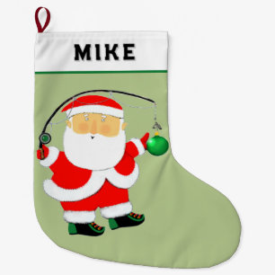 Grande Chaussette De Noël Père Noël pêcheur