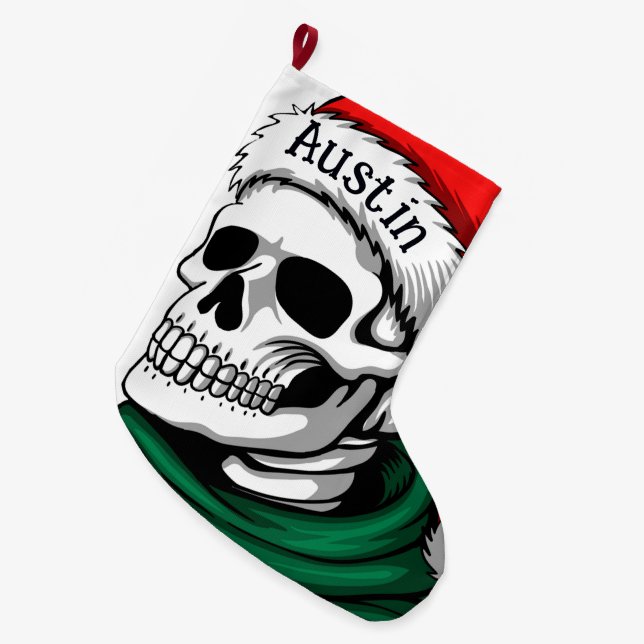 Grande Chaussette De Noël Père Noël Skull (Devant (Accrochage))