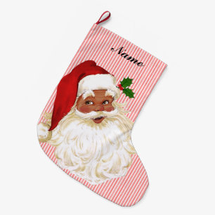 Grande Chaussette De Noël Père Noël victorien vintage rayure rouge et blanc