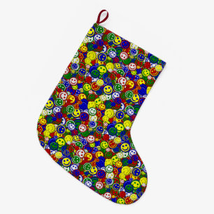 Grande Chaussette De Noël Perles faciales primaires-ROUGE-NOËL STOCKAGE