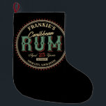 Grande Chaussette De Noël Personalized Caribbean Rum Liquor Bottle Label Bar<br><div class="desc">Personalized Caribbean Rum Liquor Bottle Label Bar Design - Customize with your Name and Custom Text!</div>