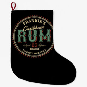 Grande Chaussette De Noël Personalized Caribbean Rum Liquor Bottle Label Bar