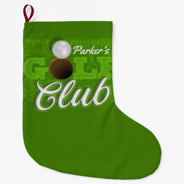 Grande Chaussette De Noël Personalized NAME Golfer Green Golf Course Club (Devant)