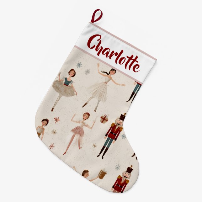 Grande Chaussette De Noël Personalized Nutcracker Christmas Stocking  (Devant (Accrochage))