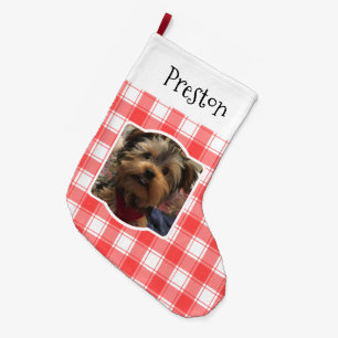 Grande Chaussette De Noël Personnalisé 2 Photo Rouge et Blanc Pays Agritouri