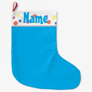 Grande Chaussette De Noël Personnalisé bleu Noël Enfants en bas