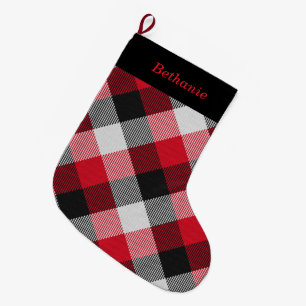 Grande Chaussette De Noël Personnalisé carreau de bœuf multicolore