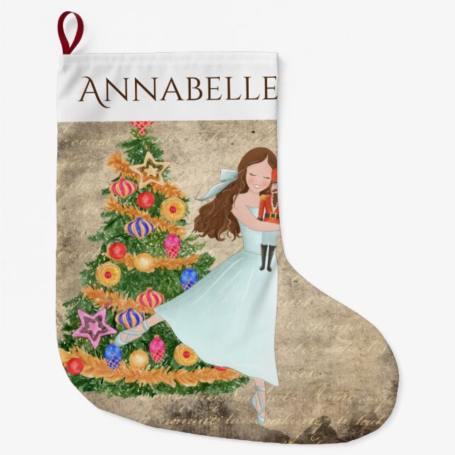 Grande Chaussette De Noël Personnalisé Le Casse-Noisette Clara Ballet Holida (Devant)