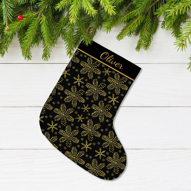 Grande Chaussette De Noël Personnalisé noir et or (Créateur téléchargé)