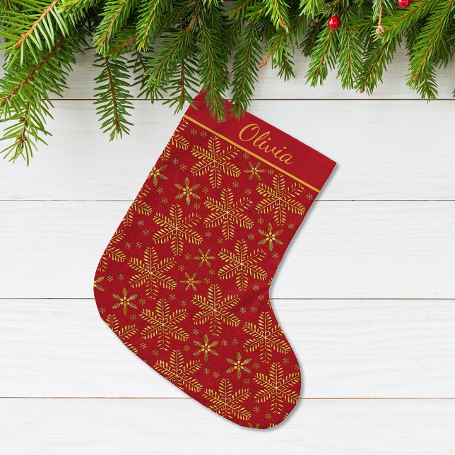 Grande Chaussette De Noël Personnalisé rouge et or (Créateur téléchargé)