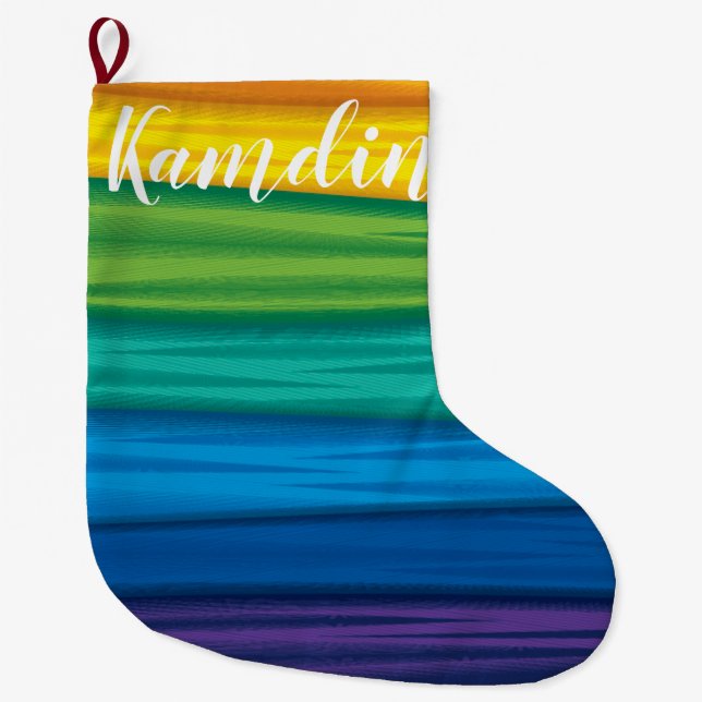 Grande Chaussette De Noël Personnalisé Stocking lgbtq rainbow flag lesbian g (Devant)