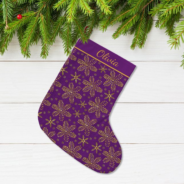 Grande Chaussette De Noël Personnalisé Violet et Or (Créateur téléchargé)