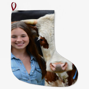 Grande Chaussette De Noël Personnaliser la photo de vache de spectacle de bé