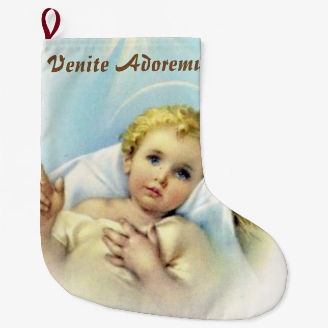 Grande Chaussette De Noël Personnalisez le bébé Jésus (Devant)