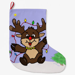 Grande Chaussette De Noël Petit renne