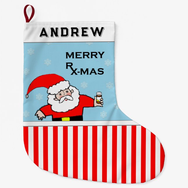 Grande Chaussette De Noël Pharmacien drôle (Devant)