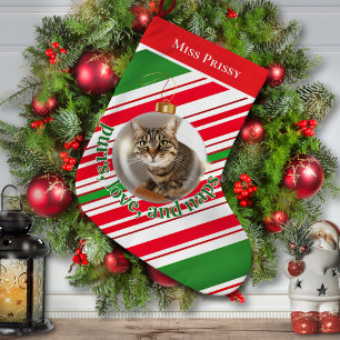 Grande Chaussette De Noël Photo Chat Personnalisé Stocker Purrs Aimer Naps