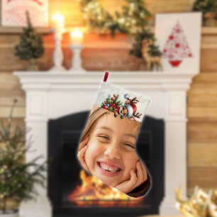 Grande Chaussette De Noël Photo Funny mignon Festive Cerf Noël Stocker