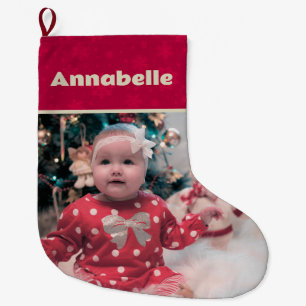 Grande Chaussette De Noël Photo personnalisée et nom