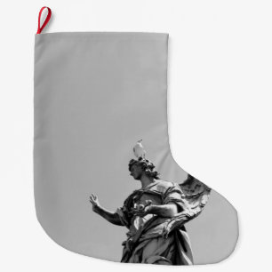 Grande Chaussette De Noël Photo simple et moderne de mouette sur la statue
