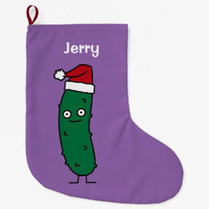 Grande Chaussette De Noël Pickle à l'aneth de Noël utilisant un casquette