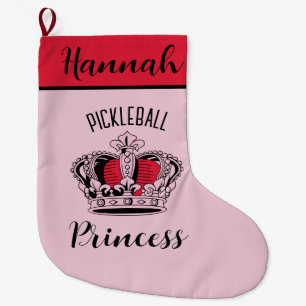 Grande Chaussette De Noël Pickleball rose princesse Couronne