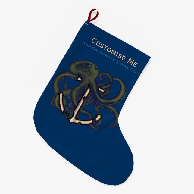 Grande Chaussette De Noël Pieuvre à vapeur sur Ancre (Devant (Accrochage))