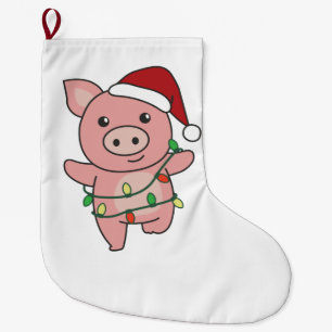 Grande Chaussette De Noël Pig Christmas Winter Animals