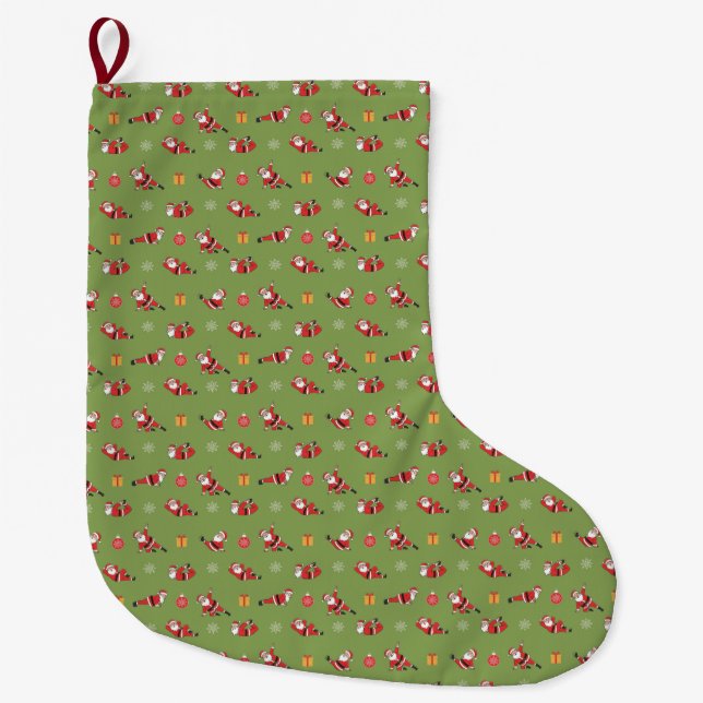 Grande Chaussette De Noël Pilates Santa Seamless Christmas Patterns (Devant)