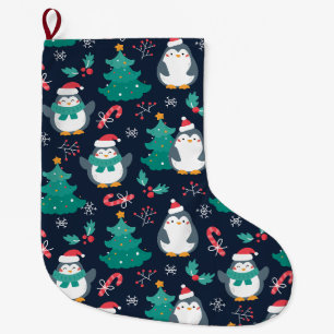 Grande Chaussette De Noël Pingouins de Noël mignons