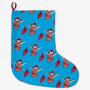 Grande Chaussette De Noël Pingouins Noël Stocker