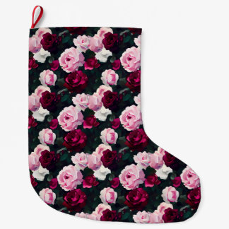 Grande Chaussette De Noël Pink and Red Painted Roses