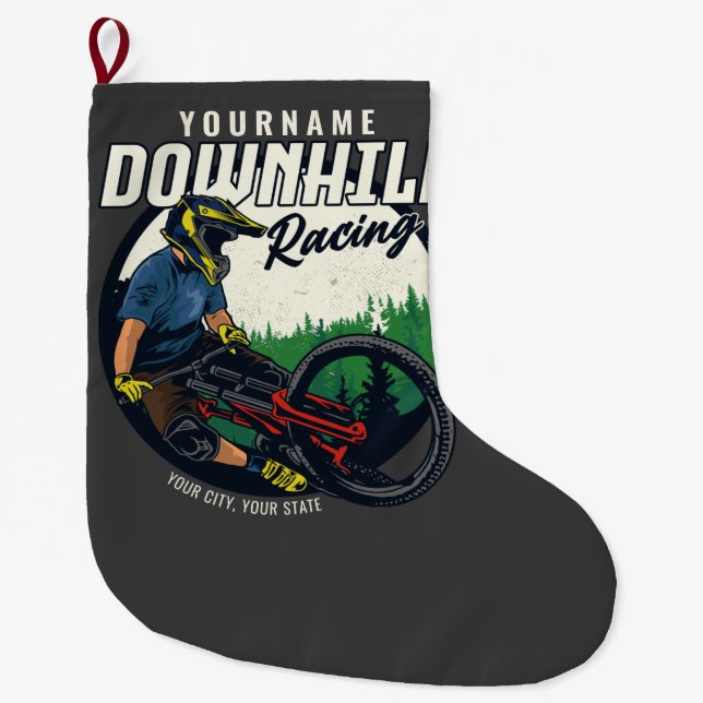 Grande Chaussette De Noël Piste VTT de descente personnalisée (Devant)