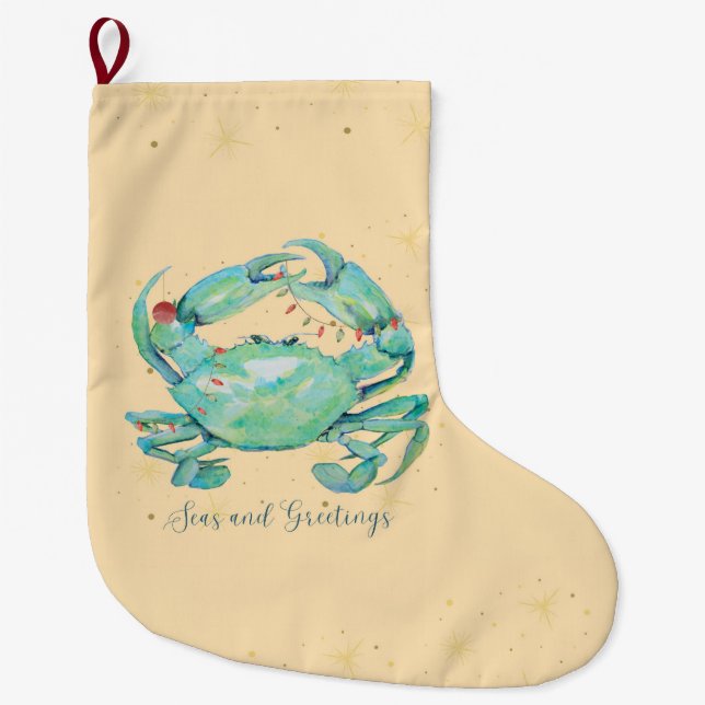 Grande Chaussette De Noël Plage du Crabe de Noël (Devant)
