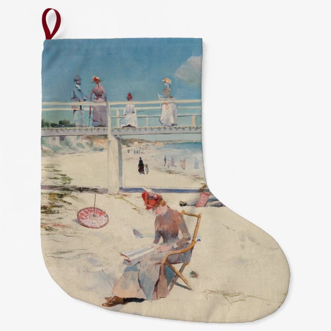 Grande Chaussette De Noël Plage (Vacances à Mentone) (Art australien) (Devant)