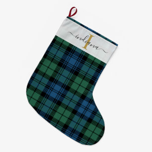 Grande Chaussette De Noël Plaid Tartan Green Campbell vacances de Noël