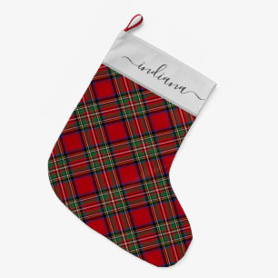 Grande Chaussette De Noël Plaid Tartan Stewart Red Green Rustic