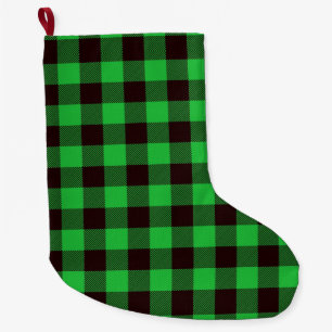 Grande Chaussette De Noël Plaid vert