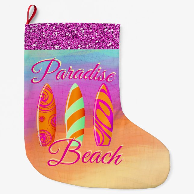 Grande Chaussette De Noël Planches de surf Paradise Beach (Devant)