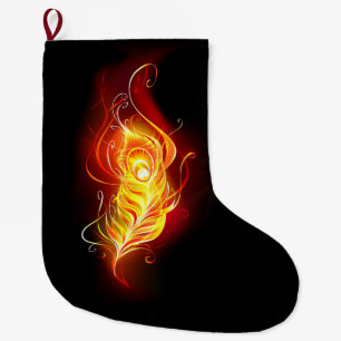 Grande Chaussette De Noël Plumes de paquetage de feu