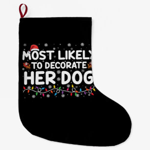 Grande Chaussette De Noël Plus susceptible de décorer son chien Famille Noël
