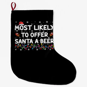 Grande Chaussette De Noël Plus susceptible d'offrir une bière à Santa Christ