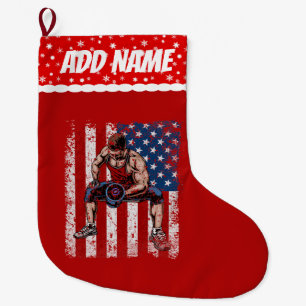 Grande Chaussette De Noël Poids-lifter Dumbbell Fitness