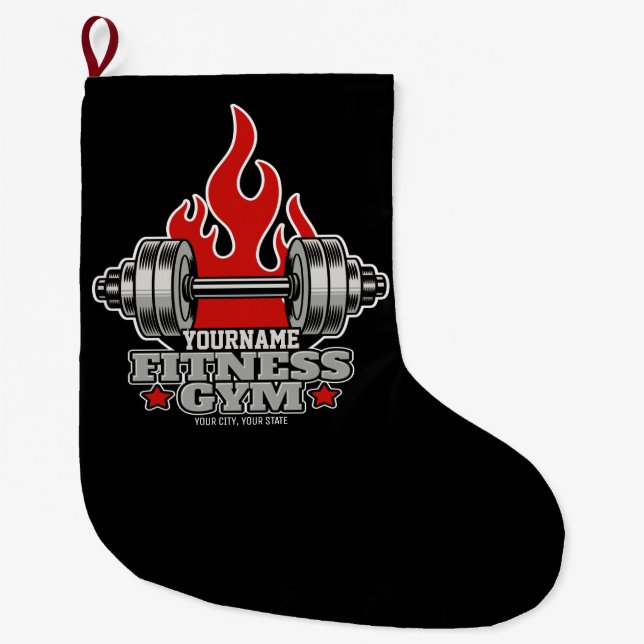 Grande Chaussette De Noël Poids Personnalisé Levant Dumbbell Fitness Gym (Devant)