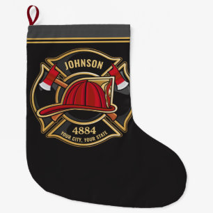 Grande Chaussette De Noël Pompier NOM Pompier Pompier Service de pompiers