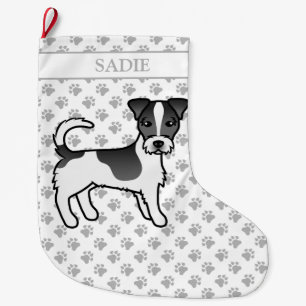 Grande Chaussette De Noël Porte-manteau noir Jack Russell Terrier Chien et n