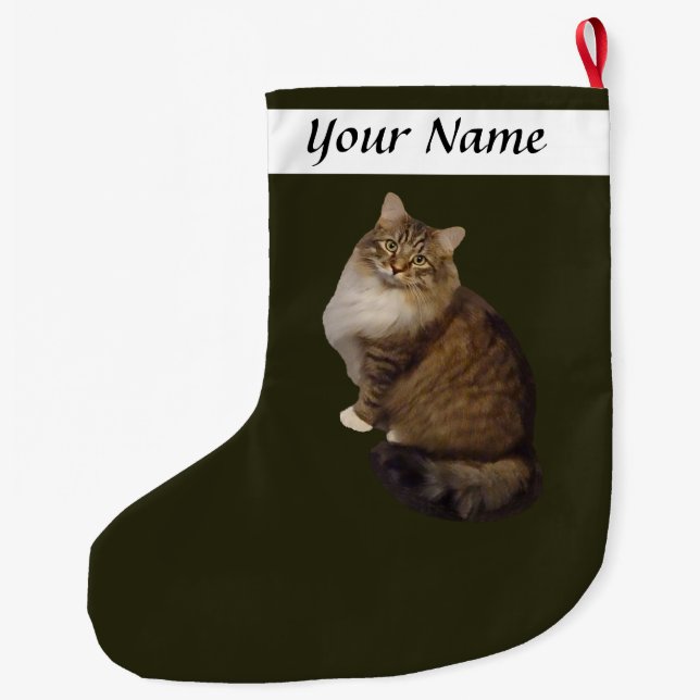 Grande Chaussette De Noël Portrait de chat Maine Coon (Dos)