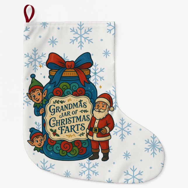 Grande Chaussette De Noël Pot de pets de Noël de grand-mère drôle (Devant)