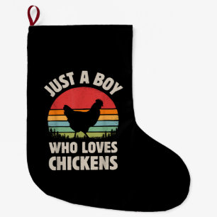 Grande Chaussette De Noël Poulet Juste Un Garçon Qui Aime Rétro Animal De Fe